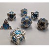 FOXBITE Hollow Metal Polyhedral Dice Set D&D RPG Suitable for Dungeons and Dragons Role Playing Games Blue and Silver