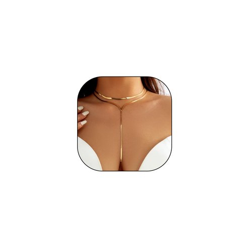GIGB PBDK 14k Gold Layered Choker Necklace for Women,Trendy Silver Triangle Pendant Long Thick Snake Chain Statement Necklace,Delicate Jewelry Accessories Gift (Gold long)