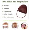 WECAN Clip in Bangs 100% Human Hair Extensions Wine Red bangs hair clip Fringe with Temples Wigs for Women Everyday Wear Curved Bangs (M Wine Red)