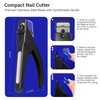 AIRSEE Nail Clippers for Acrylic Nails with Sizer and Catcher Adjustable Nail Tip Cutter with Length Measurement Gauge Artificial Fake Acrylic Extension Trimmer Nail Art Salon Home Manicure Tool Black