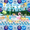 Swimming Birthday Party Supplies Swimming Party Decorations Include HAPPY BIRTHDAY Banner Balloons Cake Topper Cupcake Toppers Swimming Birthday Party Decorations