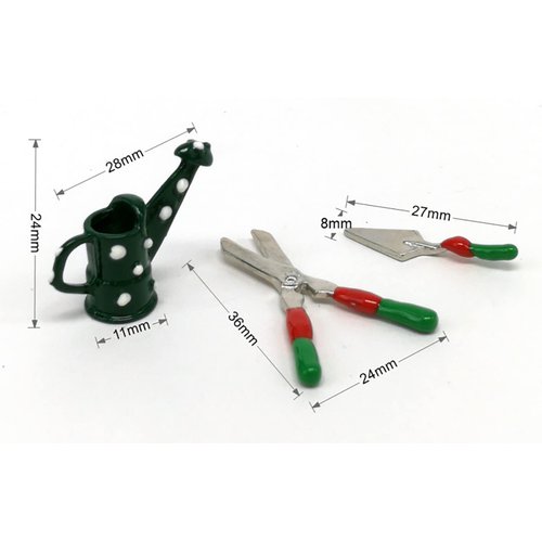 6 Pcs 1:12 Miniature Dollhouse Garden Tools Miniature Shovels Watering Can Mini Doll House Working Accessories [FDXGYH]