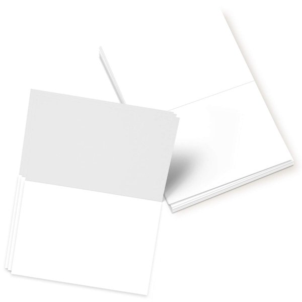 Bright Color Folding Greeting Cards | 5” x 7” Inches When Folded in Half | 50 Sheets Per Pack | White