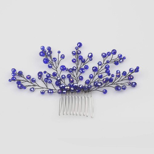 FXmimior Bridal Women Navy Blue Vintage Crystal Rhinestone Vintage Hair Comb Wedding Party Hair Accessories