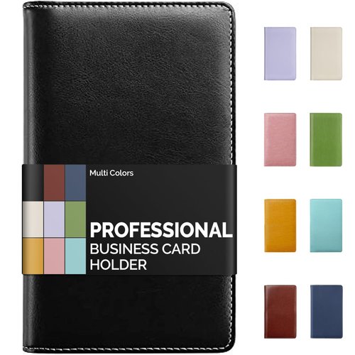 Sooez Leather Professional Credit Card Holder, Business Card Book Holder Organizer 240 Card Capacity, PU Credit Card Organizer for Men&Women, Credit Card Binder Name Card Gift Cards Booklet (Black)
