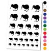 New Zealand Kiwi Bird Temporary Tattoo Water Resistant Fake Body Art Set Collection - Black (One Sheet)