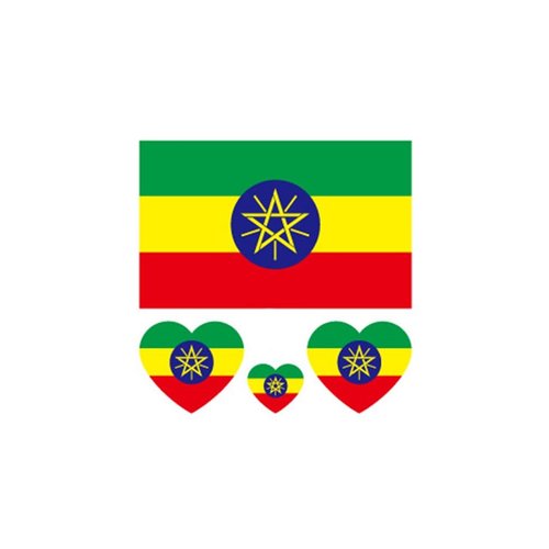 ZPDNURZL 10 Sheets Ethiopia Flag Tattoos Stickers 40 Pcs Waterproof Sweat Sports National Flag Removable Fake Tattoos