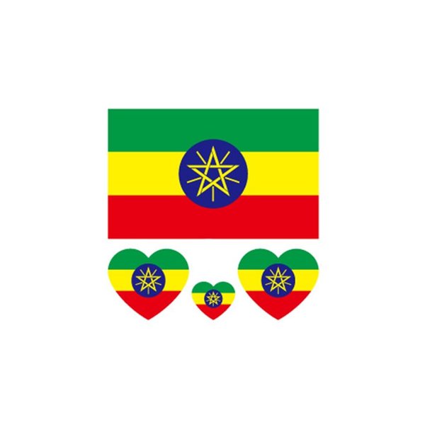 ZPDNURZL 10 Sheets Ethiopia Flag Tattoos Stickers 40 Pcs Waterproof Sweat Sports National Flag Removable Fake Tattoos