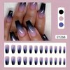Medium Press on Nails Coffin Fake Nails Purple and Black Gradient French Press on False Nails Acrylic Nails Full Cover Glossy Glue on Nails Medium Reusable Artificial Stick on Nails for Women Girls