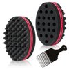 BIGEDDIE Magic Sponge Brush for Afro Curls, Twist Sponge with 6.29 Inch Free Pick Comb (2 PACK)