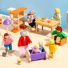 10 Pcs Wooden Dollhouse Set of Mini People Figures Dollhouse Dolls Wooden Doll Pretend Play Figures Accessories for Pretend Dollhouse Toy (Bright Style)