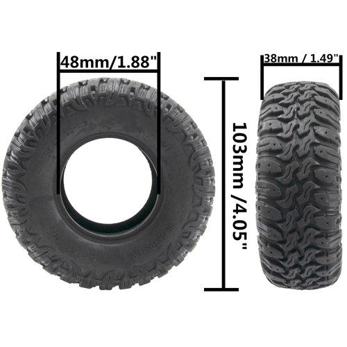 ShareGoo 1.9 inch RC Crawler Tires Rubber Mud Tires OD 103mm Compatible with Axial SCX10 90046 AXI03007 Tamiya CC01 D90 1/10 RC Crawler 1.9'' Beadlock Wheel Rims