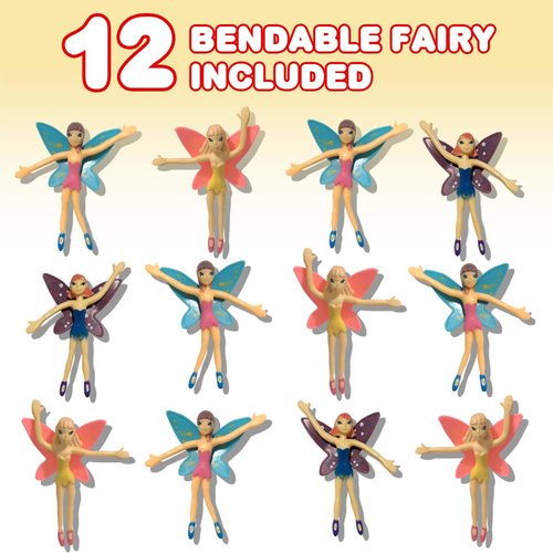 ArtCreativity Bendable Fairy, Set of 12 Flexible Fairy Princesses, Birthday Party Favors for Boys and Girls, Stress Relief Fidget Toys for Kids and Adults, Goody Bag Stuffers, Piñata Fillers