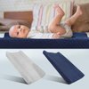 Babebay Changing Pad Cover - Ultra Soft Minky Dots Plush Changing Table Covers Breathable Changing Table Sheets Wipeable Changing Pad Covers Suit for Baby Boys and Girls (Lt Grey & Navy Blue)