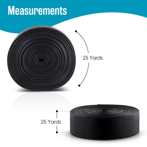Houseables Polypropylene Webbing, 2 Inch Strapping, Polypro Strap, 2" W x 25 Yards (Two 12.5 Yard Rolls), Black, for Furniture, Upholstery, Seatbelt Material, Bags, Canoe Seat, UV Resistant Fabric