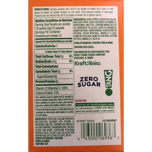 Tang On The Go! Orange Naranja Vitamin C Drink Mix 6 easy open packets (Pack of 4)