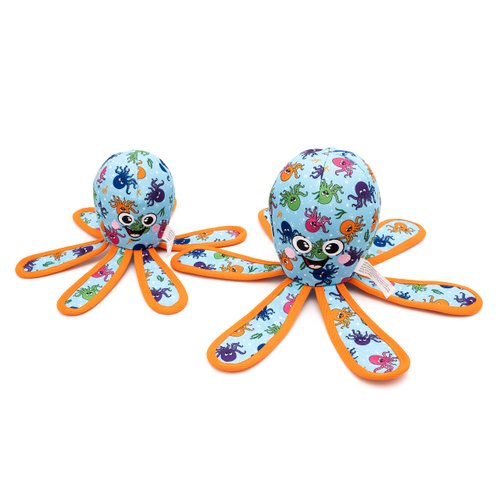 The Worthy Dog Otis Octopus Durable Chew-Resistant Squeaky Dog Toy - Soft and Safe for Indoor Play, Tough Enough for Outdoor Fun - Blue Small