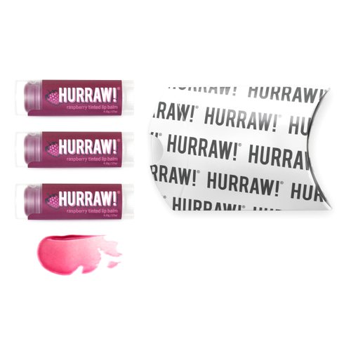 Hurraw! Raspberry Tinted Lip Balm, 3 Pack: (Sheer Berry Tint) Organic, Certified Vegan, Cruelty and Gluten Free. Non-GMO, 100% Natural Ingredients. Bee, Shea, Soy and Palm Free. Made in USA