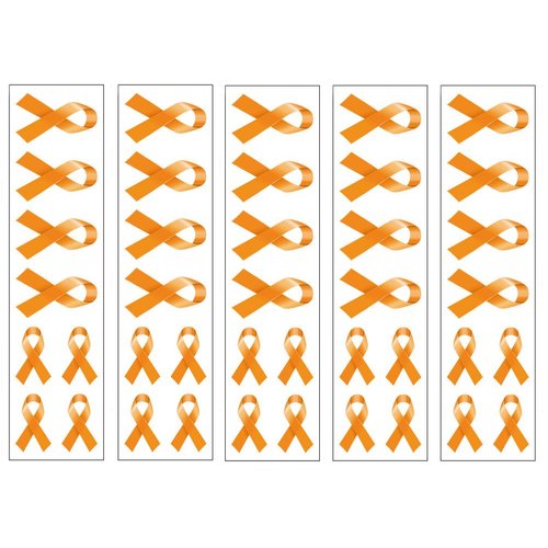 40 Orange Ribbon Temporary Tattoos: Multiple Sclerosis, Lupus, Leukemia Awareness Tattoo
