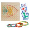 Kizh Wooden Geoboard Math Manipulative Material Graphical Geo Board Montessori Educational Toys Array Block Pattern Cards and Rubber Bands STEM Puzzle Matrix 8x8 Brain Teaser Toys