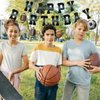 Sports Happy Birthday Banner Sign Basketball Football Baseball Soccer Birthday Bunting Banner Flag Garland for Kids Boys Baby Birthday Party Carnival Party Decorations Supplies