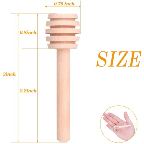 Premium 50-Pack 3 Inch Mini Wooden Honey Dipper Stick, Individually Wrapped,Pefect for Wedding Shower Party Favors Honey Jar spoon or Honey Wands mini