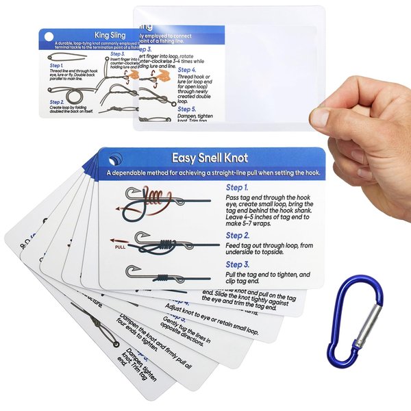 Fishing Knots - 12 Easy Fishing Knots | Step-by-Step Guide to Tying Useful Fishing Knots & Comes with Mini Carabiner | Ideal for Novices (Fishing)