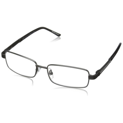 Foster Grant Men's Jagger Square Reading Glasses, Gunmetal/Transparent, 59 mm, 1.50
