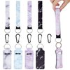 CAIRIAC Marble Chapstick Holder Keychains Bulk, Lipstick Sleeve Pouch Lip Gloss Holder, Portable Lip Balm Holder with Clip, Travel Lipstick Keychain Holder with Wristlet Lanyard Strap (5 Pcs)