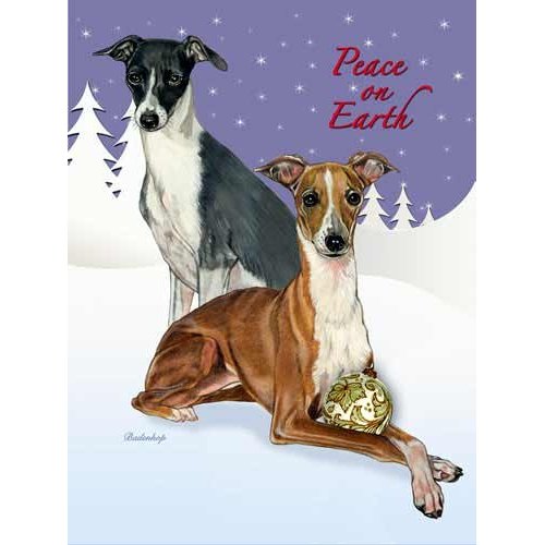Pipsqueak Italian Greyhound Christmas Cards : 10 Holiday Cards with Red Envelopes - ADORABLE!