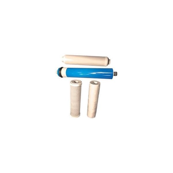 CFS – 4 Pack Replacement Water Filter Set includes Sediment, Carbon Block, GAC Inline Cartridges & Membrane Compatible with 10” Reverse Osmosis Models – Under Sink Reverse Osmosis Replacement Kit