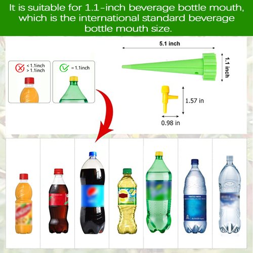 16PCS Plant Self Watering Insert Spikes Device, Automatic Water Control System with Slow Release Valve, Adjustable Water Volume Drip Irrigation Control System for Plants, Enjoy Your Vacation