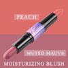 Wismee Dual-Ended Cream Blush Stick,Cream Blush Makeup Stick,Buildable Blush Stick for Cheeks Long Wearing,Easy Application,Lightweight Multi Stick,Plum & Peach