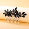 Kercisbeauty Black Crystal Beads Cute Hair Comb for Women and Girls Wedding Bridal Handmade Classic Jewelry Hair Piece for Prom Dancing Ball