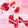 HINZIC 4PCS Heart Hair Bow Clips Red White Glitter Sequins Furry Bows Hair Pins Halloween Christmas Weddding Prom Engagement Valentines Accessories for Women Thin Hair