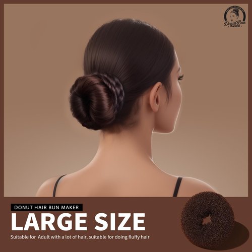 Teenitor 4pcs Hair Bun Maker-Brown Hair Buns for kids Girls, Hair Donuts, Ballet Bun Maker, 4 Size