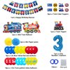 TTrain 3st Birthday Decorations Boys Train, 3 Years Old Birthday Party Supplies With Number 3 Foil Balloons Train Birthday Banner,Latex Balloons, Cake Topper, For Kids Train Birthday Party Decoration