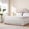 MIYE Wrap Around Ruffled Lace Bed Skirt, Elastic Dust Ruffle with Adjustable Belts, Easy to Put On, Bed Frame Cover, Machine Washable (Ruffled Lace/White, King/Queen-22 Drop)