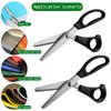 2 pcs Pinking Shears Scissors for Fabric, DaKuan 2 Models Fabric Scissors, Zig Zag Scissors, for Crafting, Paper Cutting, Fabric, Leather Materials (5 mm Triangular And Rounded Teeth)