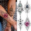 TASROI 32 Sheets Sexy Black Lotus Temporary Tattoos For Women Girls Indian Tribal Lace Tatoo Sticker Neck, Mandala Flower Butterfly Rose Tattoo Temporary Dreamcatcher Elephant Henna Tattoo Kit Adults