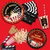 Recheel Movie Night Party Supplies Decorations, Movie Theme Birthday Paper Plates and Napkins Set with Cups and Straws for 24 Guests, 120 Pcs Disposable Party Snack Dinnerwares