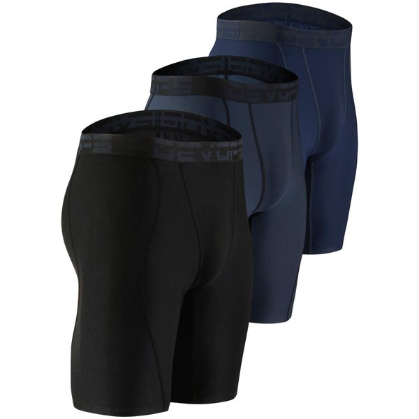 DEVOPS Men's Compression Shorts Underwear (3 Pack) (Medium, Black/Charcoal/Navy)