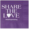Share the Love Personalized Cocktail Napkins / 100 Violet Purple Paper Coined Napkins With Choice Of Foil/Folded 4 3/4" x 4 3/4" Beverage Napkins Made in The USA