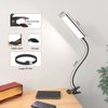 Vansuny Clip on Light LED Desk Lamp with Eye-Caring LED Light and Metal Clip, 11 Level Brightness 3 Color Modes, Power by USB Port 5W Flexible Gooseneck Reading Light for Home and Office (5W, Black)