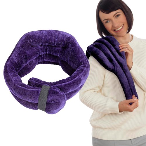 SunnyBay Microwave Heating Pad, Microwavable Heated Neck and Shoulder Wrap with Wide Neck Coverage, Hands-Free Moist Aromatherapy Hot or Cold Pack with Lavender, 26x5 Inches, Purple