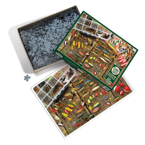 Cobble Hill 1000 Piece Puzzle - Fishing Lures - Sample Poster Included