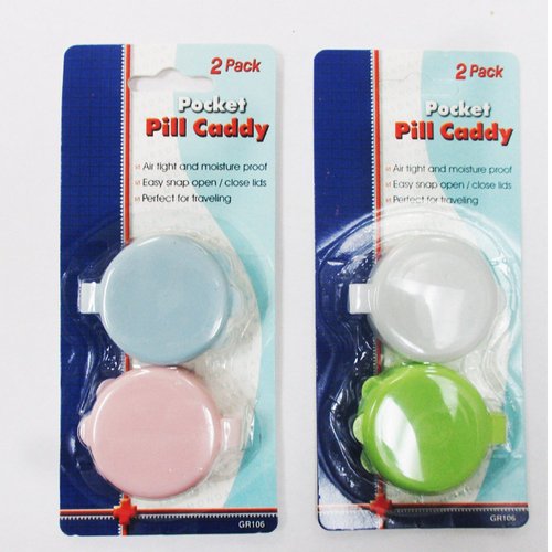 Pocket Pill Caddy Travel Plastic Container Medicine Tablet Case Holder 2 Pc New(Colors may vary )