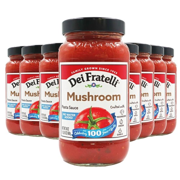 Dei Fratelli Mushroom Pasta Sauce (24 oz. jars; 8 pack) - No Water Added - Never from Tomato Paste - 5th Generation Recipe