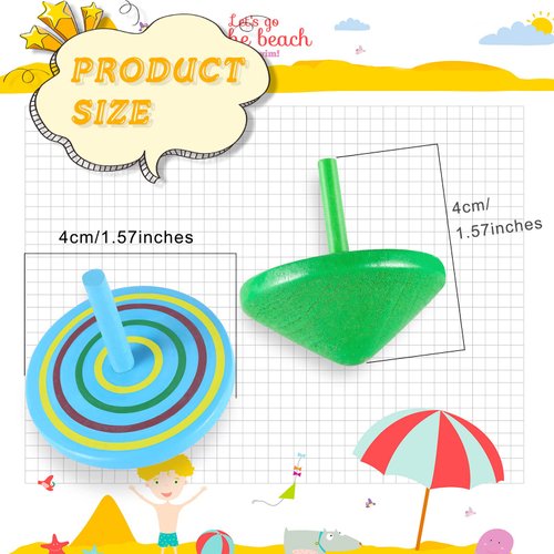 Aoriher Wood Spinning Tops for Kids, Colorful Wooden Gyroscopes Toy, Educational Kindergarten Toys, Rainbow Spin Tops for Games Party Favors Birthday Gifts(24 Pieces)