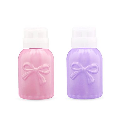 HLLMX 2 PCS Nail Polish Remover Pump Empty Dispenser Bottle for Alcohol Push Down Pump Dispenser Lockable Dispenser Bottle for Nail Polish Remover Makeup Remover Toner Etc